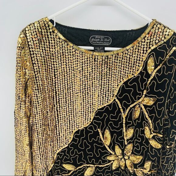 Jean for Joseph Le Bon Vintage 💯% Silk Gold Top LARGE - Picture 6 of 14